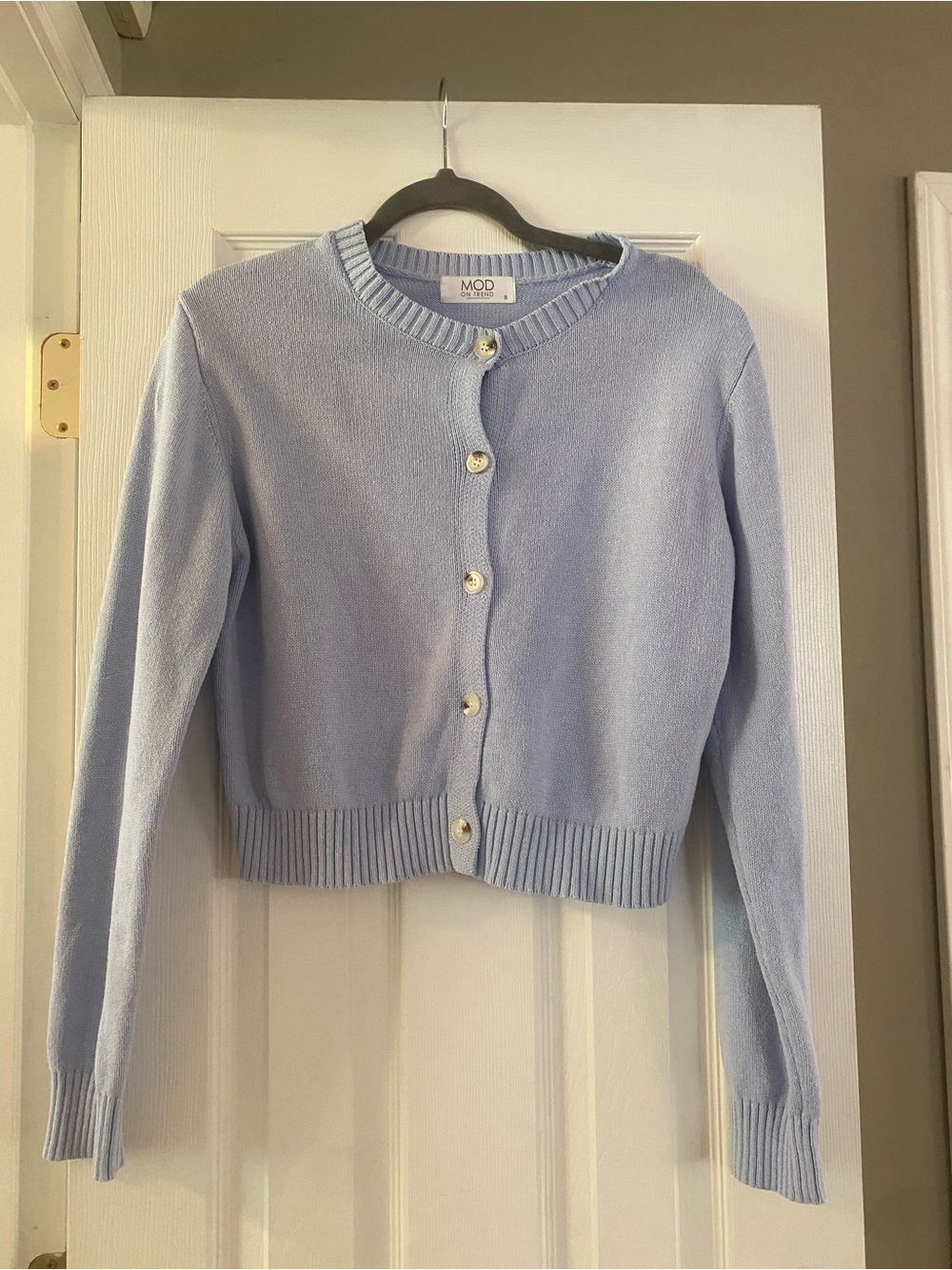 Light Blue Crewneck Button-Up Sweater